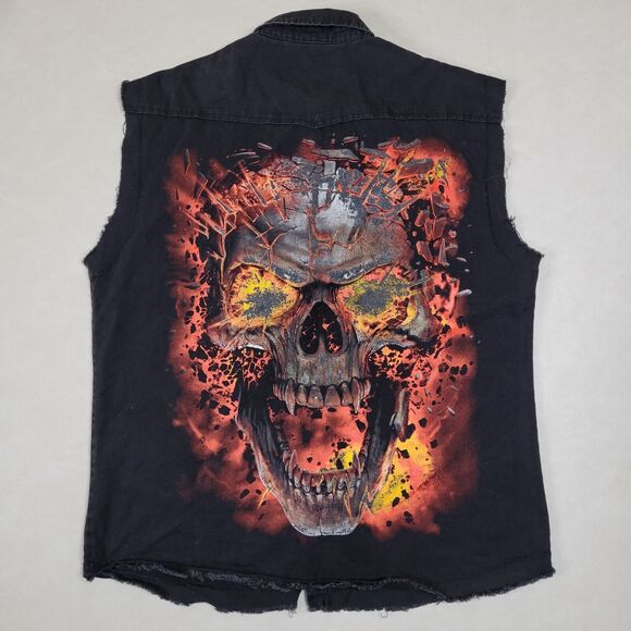 Spiral Direct Double Sided Skull Blast 3D Men’s T Shirt XXL Black Flames Goth - Picture 1 of 16